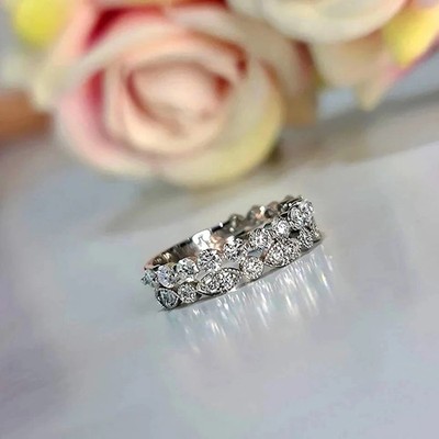 2.00CTW Round Cut Natural Diamond 14K White Gold Eternity Engagement Band Ring