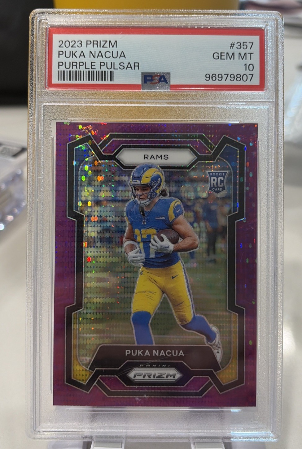2023 Panini Prizm Pink Prizm Rookie Puka Nacua #357 PSA 10 Rams NFL