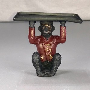 Vintage Cast Iron Bombay Co Monkey (Bellhop) Desk Business Card Holder 4" 1 lbs