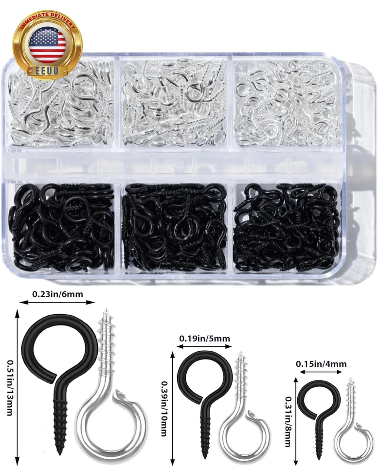 300 peças pingentes pequenos pinos de parafuso pinos de olho para fazer joias e artesanato faça você mesmo, mini - Imagem 4 de 4