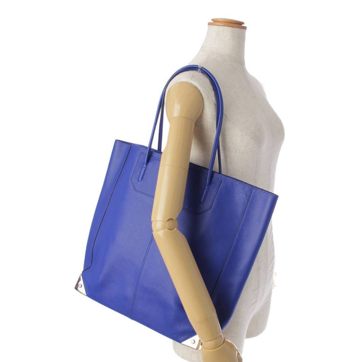 Auth Alexander Wang Prisma Leather Tote Bag with Pouch Blue (175767