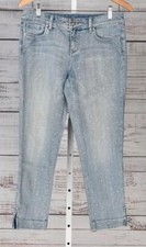 Cache Light Wash Sparkle Boyfriend Capri Jean Size 6