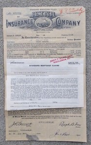 Antique Document Aetna Insurance Co Standard Windstorm Policy Herculaneum MO EUC
