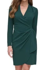 Dkny Pine Green Draped Ruched Sheath Dress L82408 Womens Size US 6