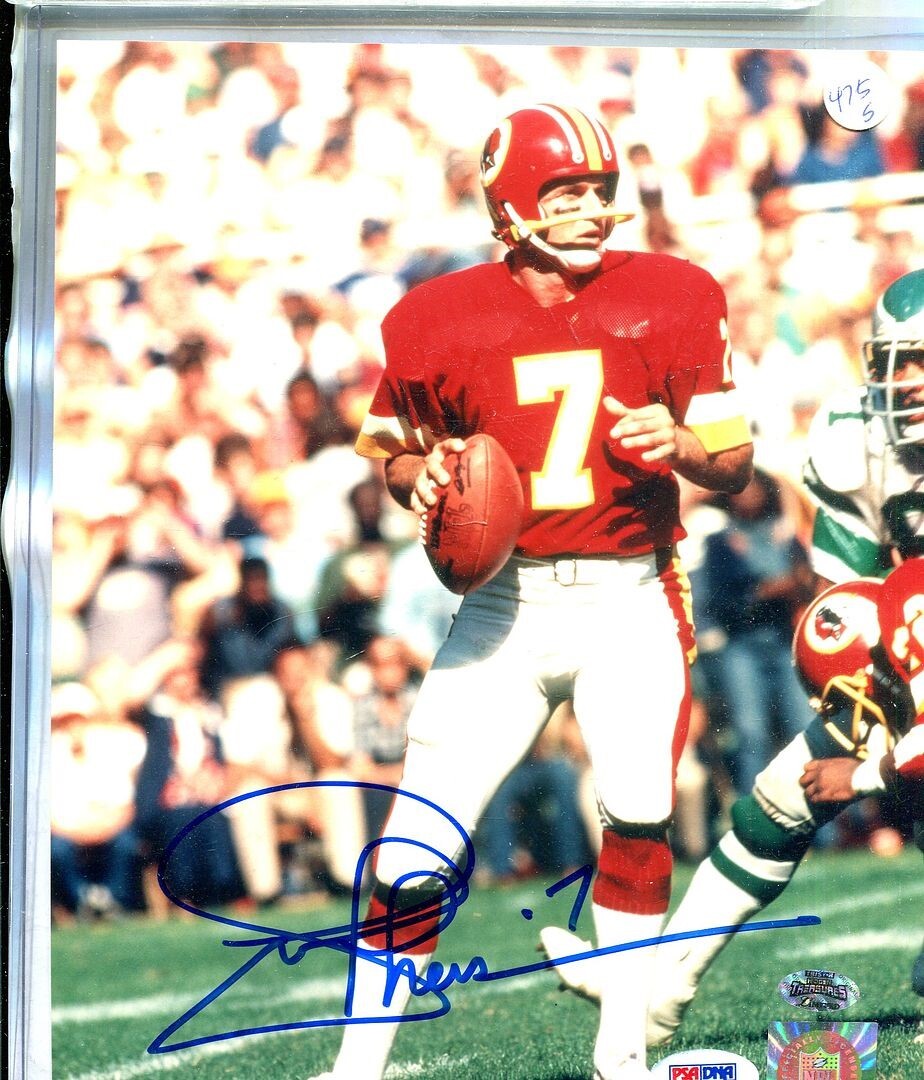 Joe Theismann Autographed Signed JOE THEISMAN REDSKINS 8 BY 10 PHOTO PSA 