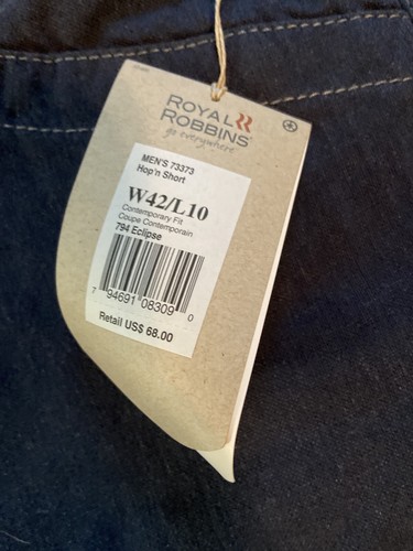 Royal Robbins Mens Hop'n Shorts Size 42 Hemp Blend Blue New 73373 - Picture 2 of 2