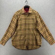 Tommy Hilfiger Shirt Mens Size Large Brown Plaid Long Sleeve Button Up VTG 90s