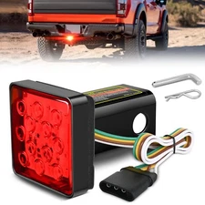 Nilight LED Brake Light Trailer Hitch Cover Square Red Lens Brake Light