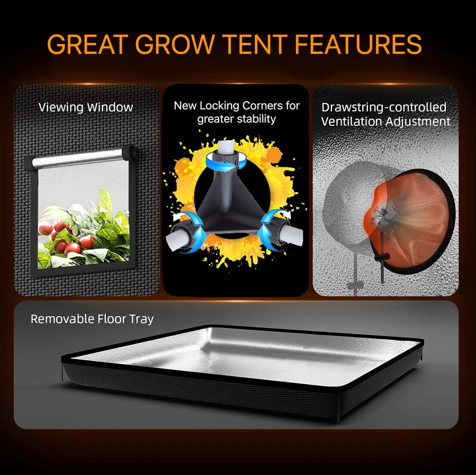 Indoor Tragbares Growzelt Green Room Silber Mylar Gefüttert Hydrokultur Carbon - Bild 4 von 4