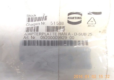 Harting 09200009929 00/HAN A-D-SUB 25 Adapterplatte