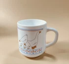 Arcopal France Coffee / Tea Mug duck Pattern Milk Glass Vintage never used