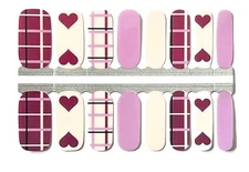 Purple Plaid Valentine's Day Nail Polish Strips / Nail Wraps / Nail Stickers
