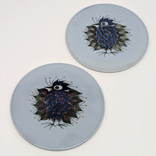 Royal Copenhagen Crazy Bird Set of 2 Butter Board Trivet Beth Breyen Denmark