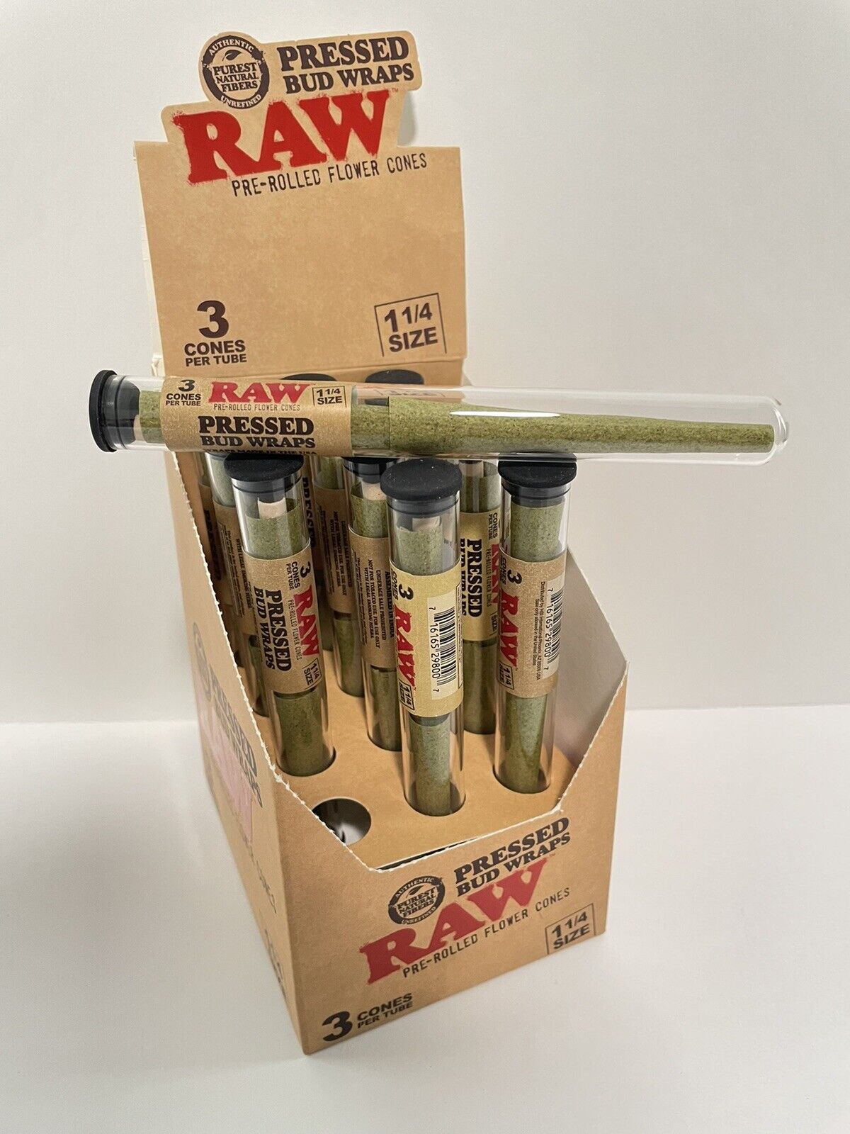 RAW Rolling Papers PRESSED BUD WRAP CONES One TUBE/3 Pre Rolled Cones 1 1/4 Size. Available Now for 8.99