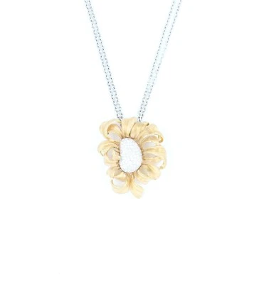 Collar En Oro Rosa Y Bianco18k Cammilli "Mirage" con Flor y Diamantes GPE0361N - Imagen 1 de 3