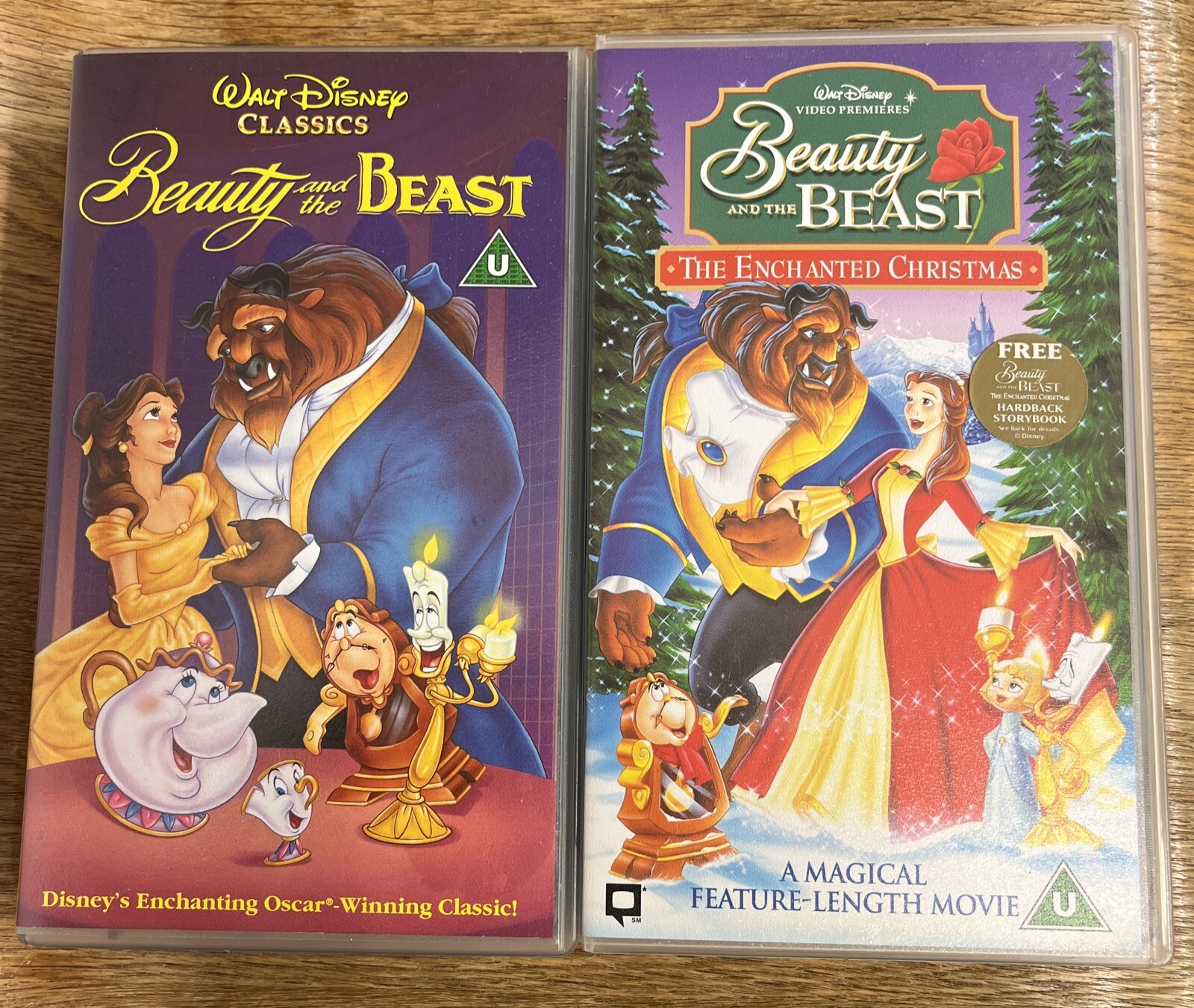 BEAUTY AND THE BEAST / THE ENCHANTED CHRISTMAS - 2 x VHS Video Tapes