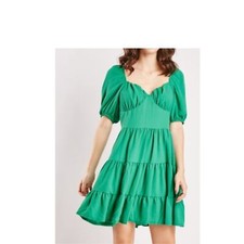 ex Quiz Womens Ladies Green Scater Short V-Neck Mini Party Dress Plus Size 6-20