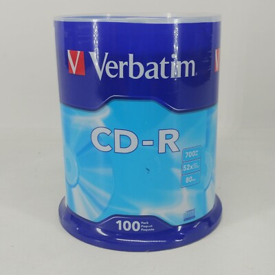 Verbatim 94554 52x CD-R 700MB 80min Capacity Gray 100/Pack - New Factory Sealed
