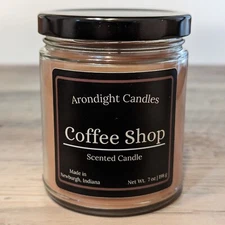 Coffee Scented Candle 9oz Jar Handmade Soy Wax Blend Home Fragrance Coffee Shop