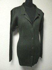 Issey Miyake Pleats Please Dark Green Jacket Cardigan Top Size 4