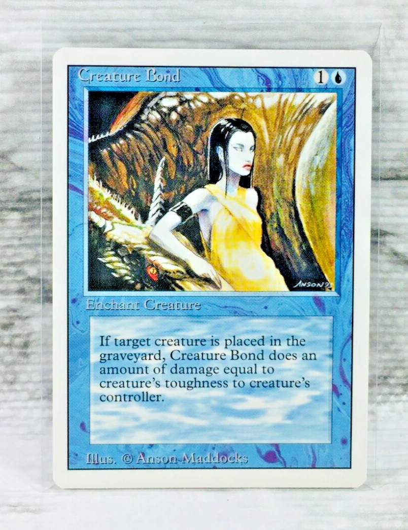1994 MAGIC THE GATHERING (MTG) CREATURE BOND (BLUE) TCG REVISED EDITION CARD!