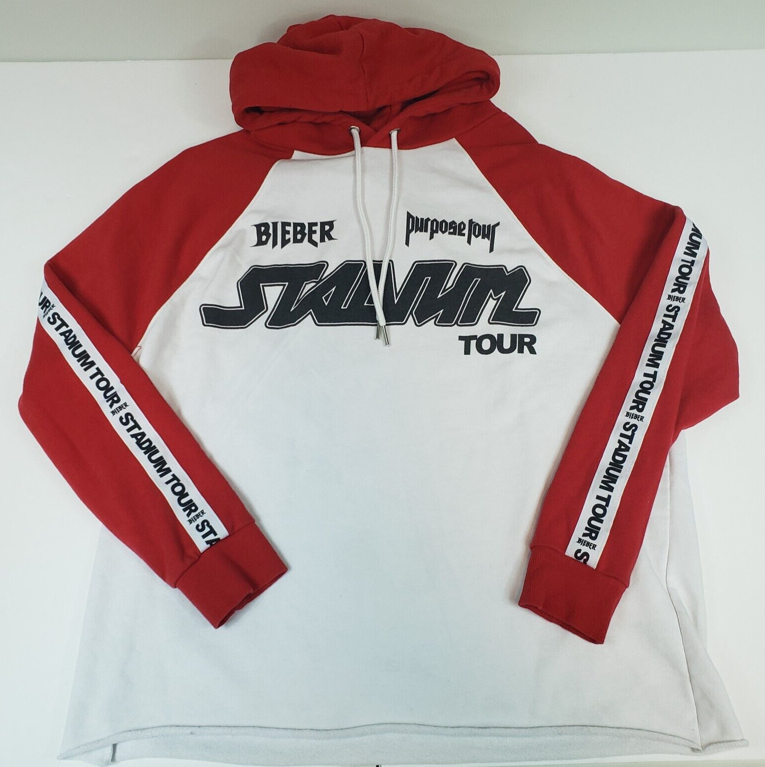 Justin Bieber 2017 Purpose Stadium Tour Hoodie Sweatshirt Pop White Sz Small