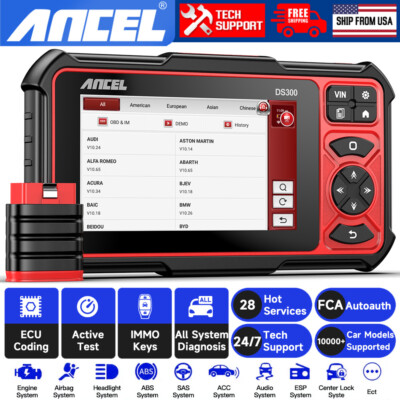 ANCEL DS300 Bidirectional Tool OBD2 Scanner FCA Autoauth ECU Coding Diagnostic 