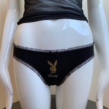 Playboy black set of 3 pack thong weekend days of the week underwear lingerie