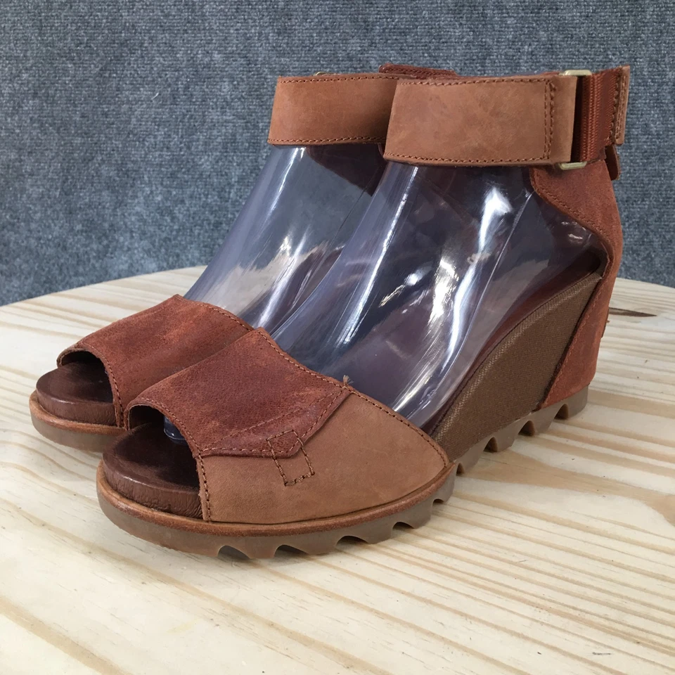 Sandalias Sorel para mujer 8,5 Joanie II cuña con tiras al tobillo NL2457-295 cuero marrón Foto 3 de 4