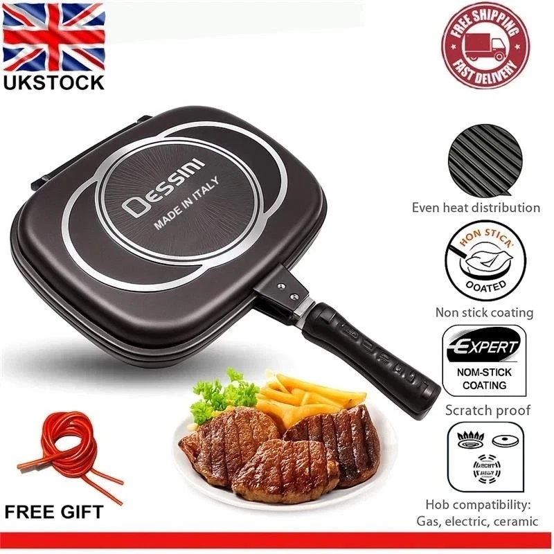 36cm Double Sided Frying Pan Non-Stick Marble Coated Foldable Flip Grill Pan
Opens in a new window o