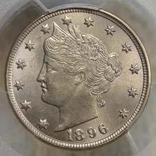 1896 Liberty Nickel, PCGS/CAC MS-63, Better Date, Scarce CAC