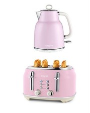 Salter Retro Pink Kettle & Toaster Set – 1.7L Fast Boil