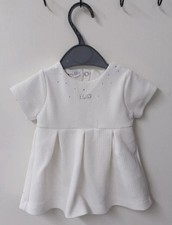 Ido Knee Length Dress 0-3 Months Baby Girls White Snap Fasten Short Sleeve