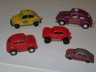 Lot of 5 Vintage Volkswagen Toy Bug Cars-Tootsie Toy, Tonka, Buddy L
