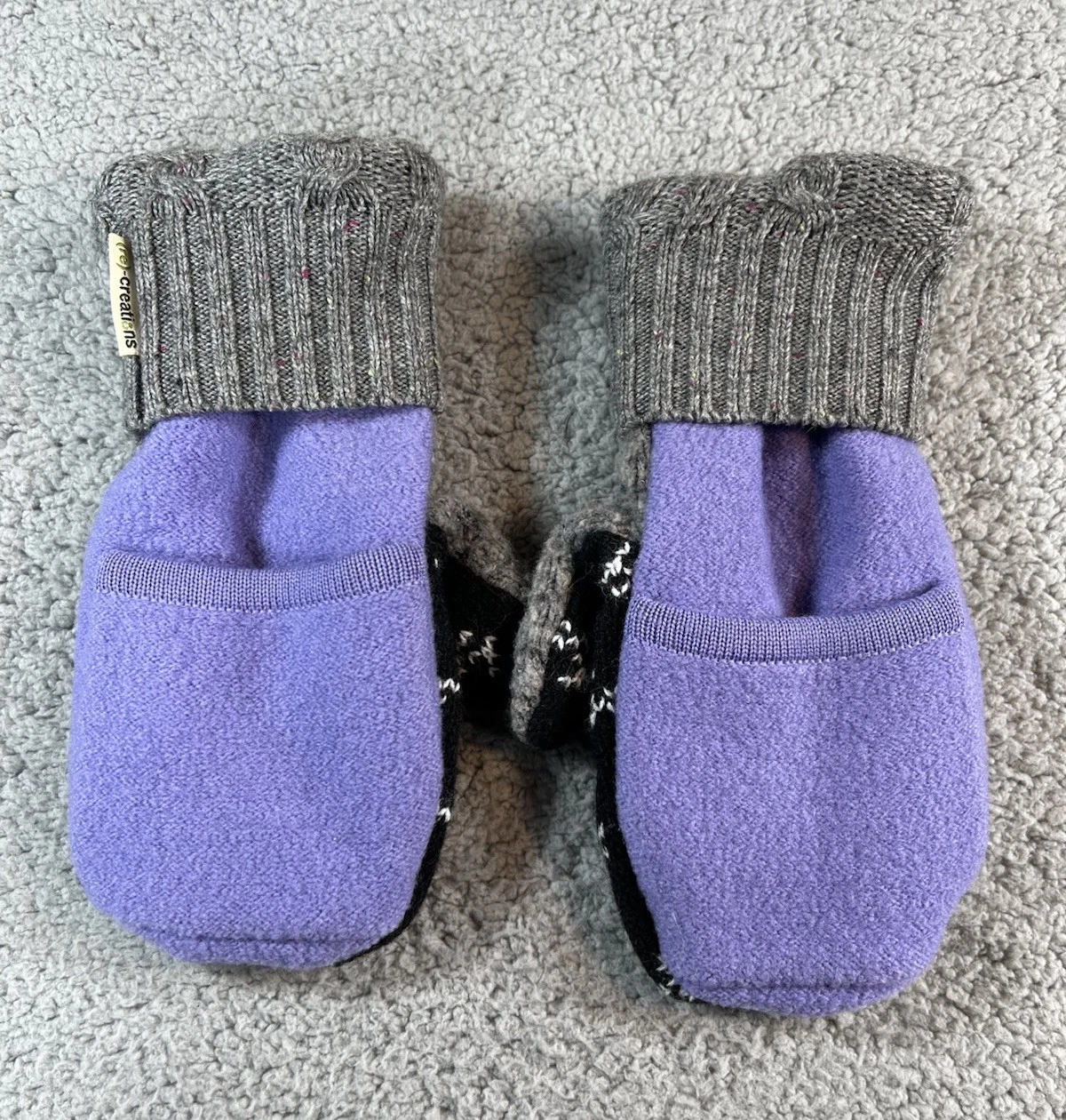Mittens Upcycled From Wool Blend Sweaters Lined With Men’s Size Fleece Glove