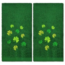 2Pcs Green St. Patrick's Day Hand Towels St Patricks Day Kitchen Towels Cotto...