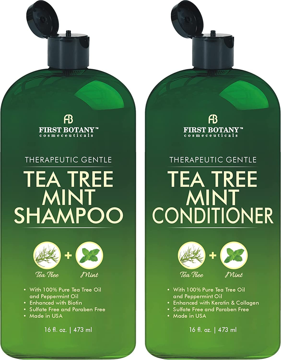 Tea Tree Mint Shampoo & Conditioner for Men & Women - Pure Tea Tree & Peppermint
