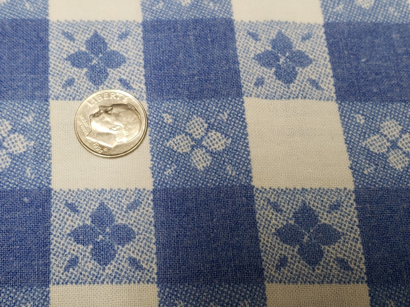 BEST Vintage Feedsack Flour Sack Fabric 40s Blue Check Floral Remnant Quilt
