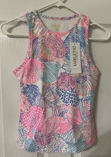 LILLY PULITZER ROAR OF THE SEAS UPF 50 LUXLETIC TANK TOP NEW WITH TAGS.