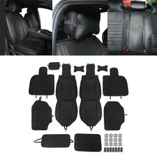 Leather Car Seat Covers for Cars Pick-up Truck Universal Full Set - Black