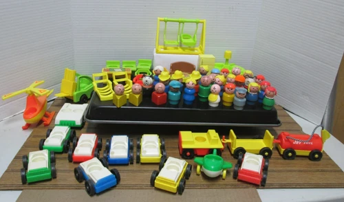Vtg Fisher Price Little People Huge Lot Of 57 Accessories People Wood Plastic