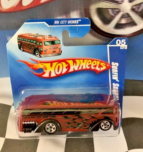 Hot Wheels 2009 HW City Works 5/10 111 Surfin' School Bus BROWN 5SP SC