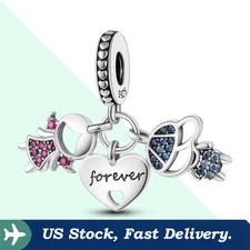 KUNSIR 925 Sterling Silver Charm For Bracelet Little Girl & Boy Figurine Pendant