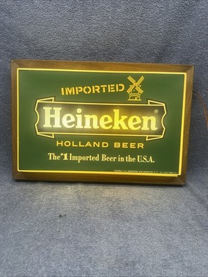 VINTAGE HEINEKEN IMPORTED BEER LIGHT UP SIGN 19” X 13” AWESOME 2 VINTAGE HEINEKEN IMPORTED BEER LIGHT UP SIGN 19” X 13” AWESOME 2
