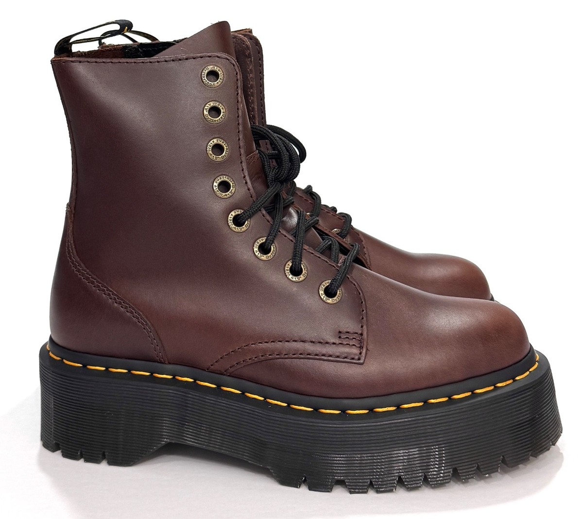 Dr Martens Jadon Dark Brown Leather Platform Boots Womens 8 | eBay