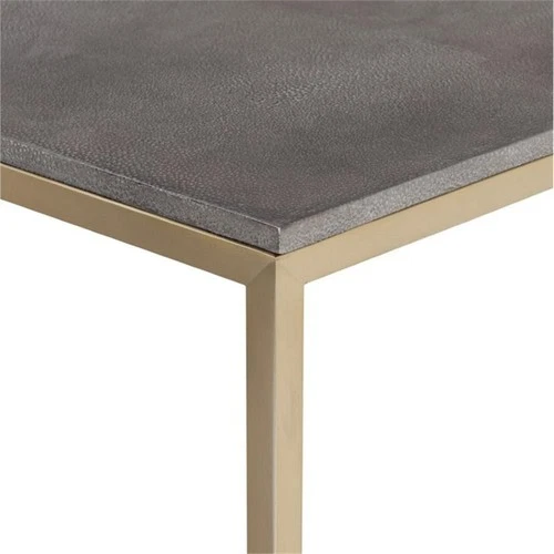 Uttermost Trebon Modern Faux Shagreen and MDF Coffee Table in Brushed Brass - Picture 4 of 7
