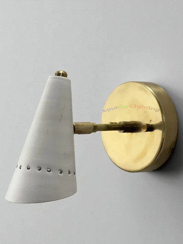 Mid Century Brass Wall Sconce Pair Bathroom Wall Light Italian Wall Fixtures Spu - Picture 4 of 6