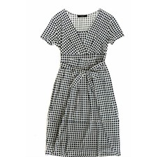 Weekend Max Mara Mulberry Silk Cotton Geometric Belted Knee Length Dress Sz L