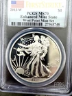 2013 W American Silver Eagle Enhanced Mint State First Strike 1oz $1 Dollar MS70
