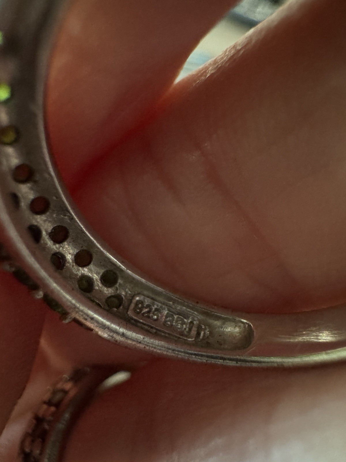 Beautiful sterling silver stackable with Green pa… - image 6